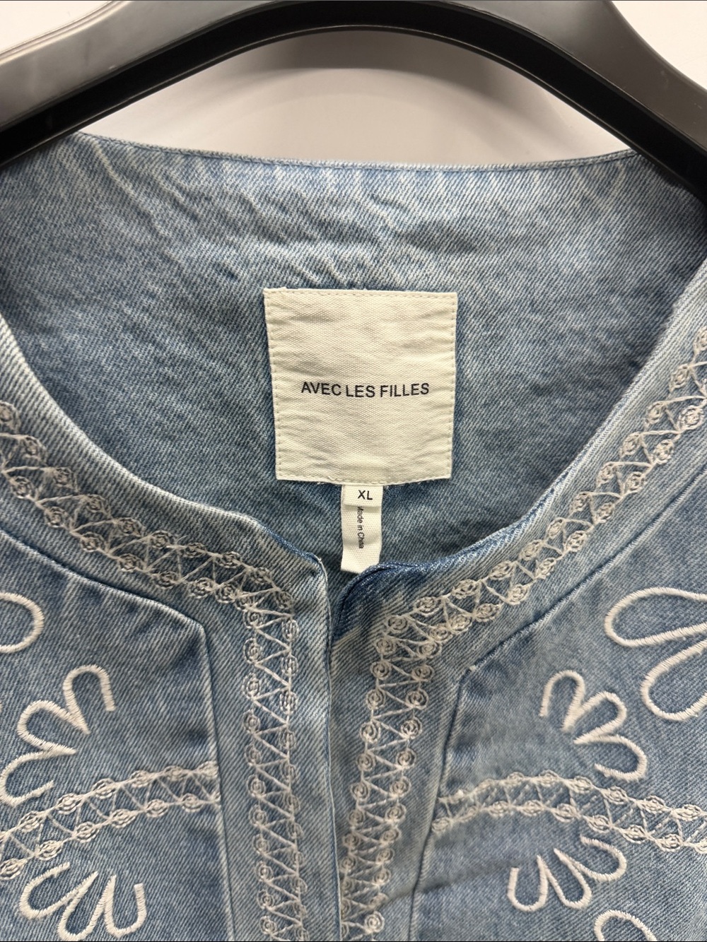 Avec Les Filles Black and Pink Brand Jean Jacket - Picture 3 of 5